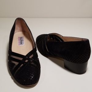 VALLEVERDE Black Suede Mesh Heels 7.5
